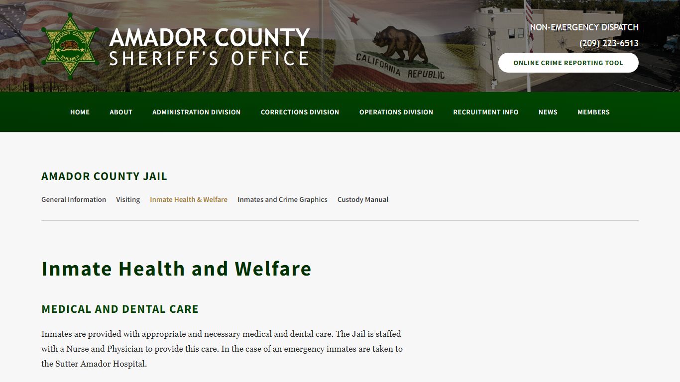 Inmate Health & Welfare - Amador County Sheriff's Office