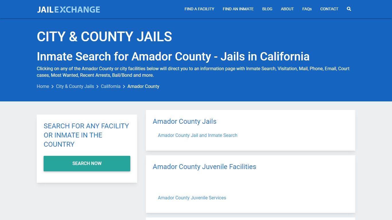 Inmate Search for Amador County | Jails in California - Jail Exchange